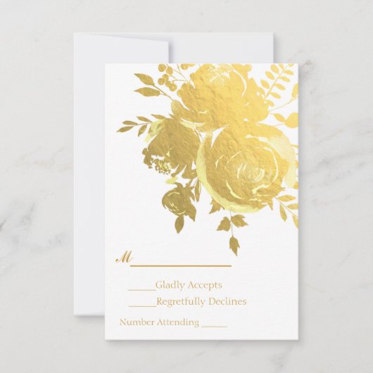 Gold Rozen Faux Folie Elegant Modern Wedding RSVP (Voorkant)