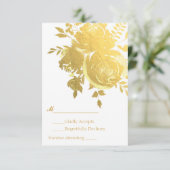 Gold Rozen Faux Folie Elegant Modern Wedding RSVP (Staand voorkant)