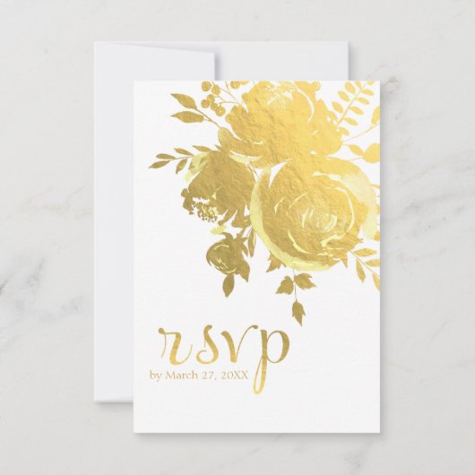 Gold Rozen Faux Folie Elegant Modern Wedding RSVP (Achterkant)