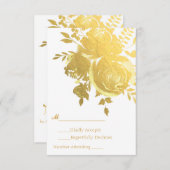 Gold Rozen Faux Folie Elegant Modern Wedding RSVP (Voorkant / Achterkant)