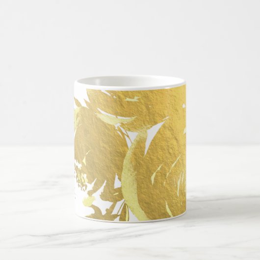 Gold Rozen Faux Folie Elegant Moderne Floral Glam Koffiemok (Center)