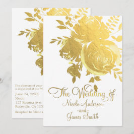Gold Rozen Faux Folie Elegant Moderne Floral Weddi Kaart