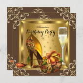 Gold Rozen High Heels Champagne Elegant Party Kaart (Voorkant / Achterkant)