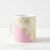Gold Rozen met roze Koffiemok (Voorkant links)