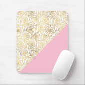 Gold Rozen met roze Muismat (Met muis)