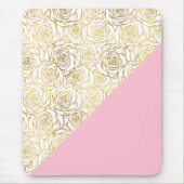 Gold Rozen met roze Muismat (Voorkant)