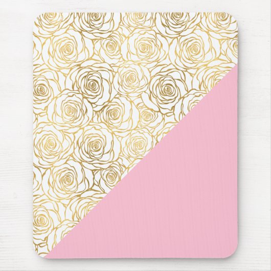 Gold Rozen met roze Muismat (Voorkant)