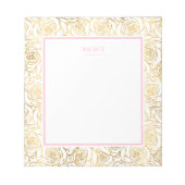 Gold Rozen met roze Notitieblok (Voorkant)
