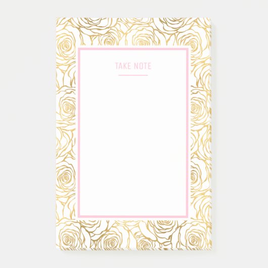 Gold Rozen met roze Post-it® Notes (Voorkant)