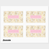 Gold Rozen met roze Rechthoekige Sticker (Vel)