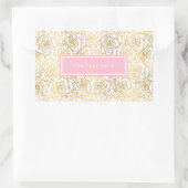 Gold Rozen met roze Rechthoekige Sticker (Tas)
