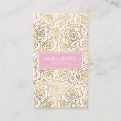 Gold Rozen met roze Visitekaartje (Voorkant)
