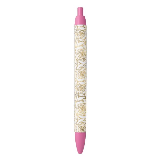 Gold Rozen met roze Zwarte Inkt Pen (Voorkant Verticaal)