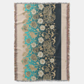 Gold-Rozen met Turquoise Background Deken (Voorkant Verticaal)