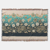 Gold-Rozen met Turquoise Background Deken (Voorkant)