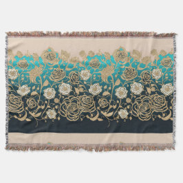 Gold-Rozen met Turquoise Background Deken