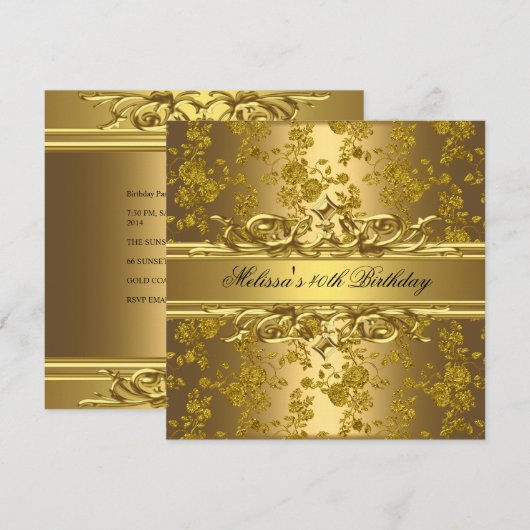 Gold Rozen op de 40e verjaardag van de goudprijs Kaart (Voorkant / Achterkant)