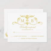 Gold RSVP briefkaarten Gold folie RSVP bruiloft (Voorkant / Achterkant)