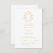 Gold RSVP card Monogram With 2 Entree Choice Informatiekaartje (Voorkant / Achterkant)