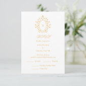 Gold RSVP card Monogram With 2 Entree Choice Informatiekaartje (Staand voorkant)