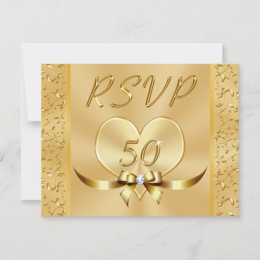 Gold RSVP-kaarten voor het 50e Jubileum van het hu Kaart (Voorkant)