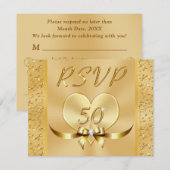 Gold RSVP-kaarten voor het 50e Jubileum van het hu Kaart (Voorkant / Achterkant)