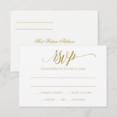 Gold RSVP Reply Kaart | Luxe kalligrafie (goud) (Voorkant / Achterkant)