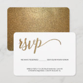 Gold RSVP-script zonder gereserveerde zitplaats te RSVP Kaartje (Voorkant / Achterkant)
