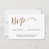 Gold RSVP-script zonder gereserveerde zitplaats te RSVP Kaartje (Voorkant)