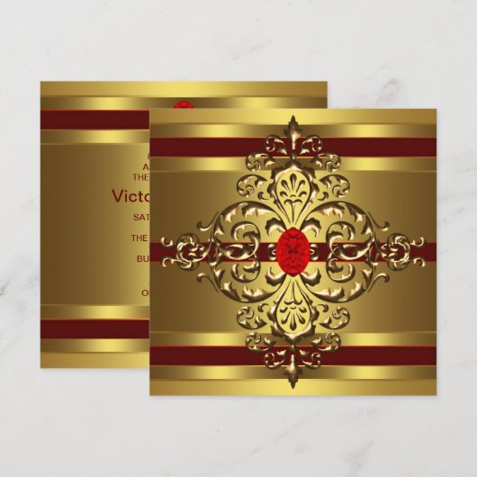 Gold Ruby Rode Vrouwen 60ste Verjaardagsfeest Kaart (Voorkant / Achterkant)