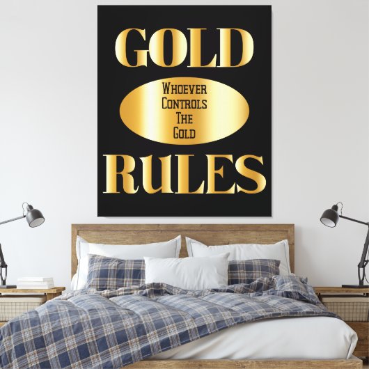 Gold Rules Golden Rule Wall Art Canvas Afdruk (Insitu (Slaapkamer))