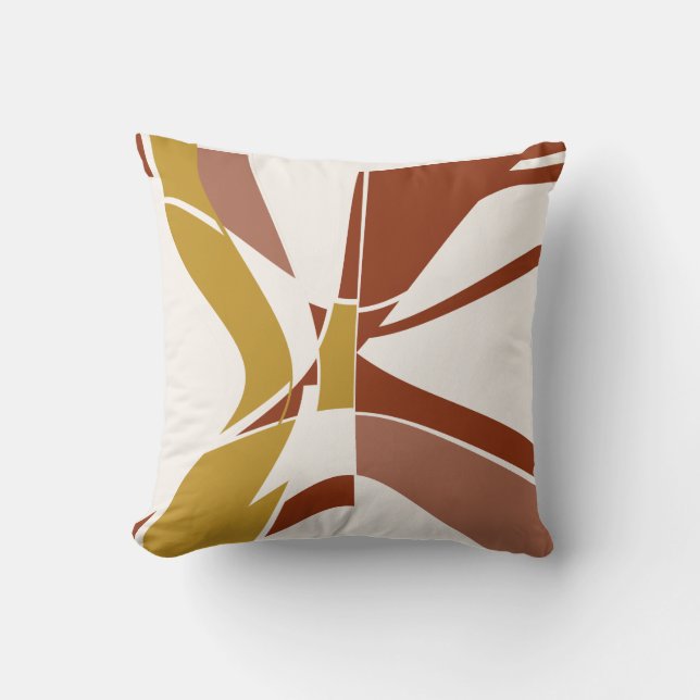 Gold Rust Beige Mauve White Modern Art Abstract Kussen (Voorkant)