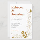 Gold Rust Leaf Terracotta Paper Wedding Invitation (Voorkant)