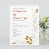 Gold Rust Leaf Terracotta Wedding Program Card Programmakaart (Staand voorkant)