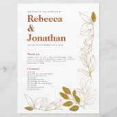 Gold Rust Leaf Terracotta Wedding Program Card Programmakaart (Voorkant)