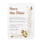 Gold Rust Leaf Terracotta Wedding Save the Date Magneet (Verticaal)