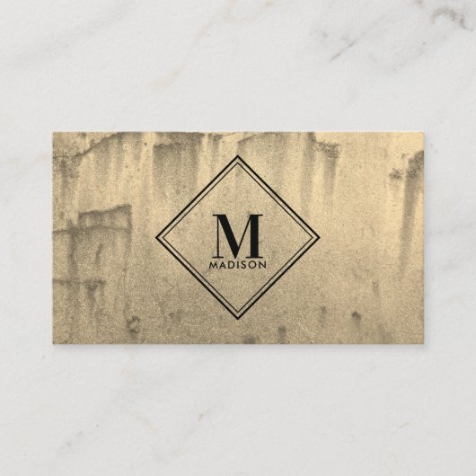 Gold Rust Metallic Texture Monogram Initiaal Visitekaartje (Voorkant)