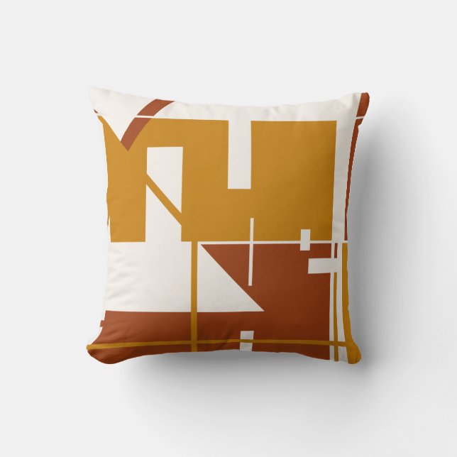 Gold Rust Off-White Bold Geometrisch abstract ontw Kussen (Voorkant)
