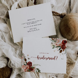 Gold Rustial Floral Bridesmaid-kaartje voor briefk Notitiekaartje
