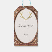 Gold Rustic Antlers Glam Farmhouse Wood Weddenscha Cadeaulabel (Achterkant)