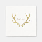 Gold Rustic Antlers Woodsy Glam Wedding Party Servetten (Voorkant)