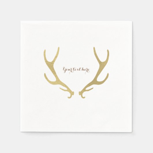 Gold Rustic Antlers Woodsy Glam Wedding Party Servetten (Voorkant)