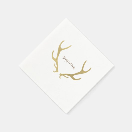Gold Rustic Antlers Woodsy Glam Wedding Party Servetten (Hoek)