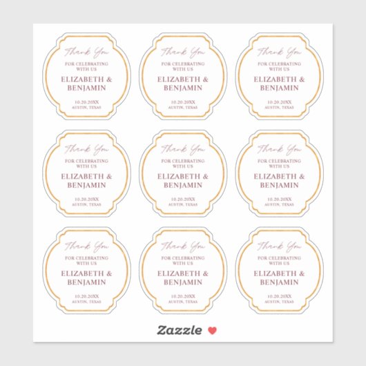 Gold Rustic Boho Chic Wildflower Wedding Thank You Sticker (Vel)
