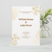 Gold Rustic bruiloft uitnodiging (Staand voorkant)