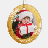 Gold Rustic Circle Photo Snowflakes Keramisch Ornament (Links)