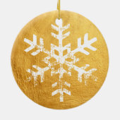 Gold Rustic Circle Photo Snowflakes Keramisch Ornament (Achterkant)