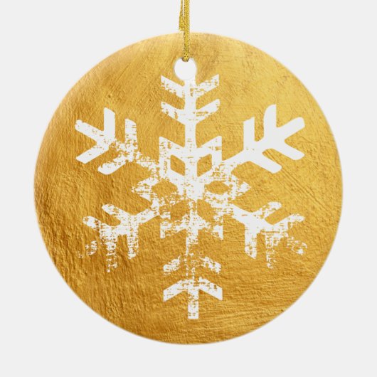 Gold Rustic Circle Photo Snowflakes Keramisch Ornament (Achterkant)