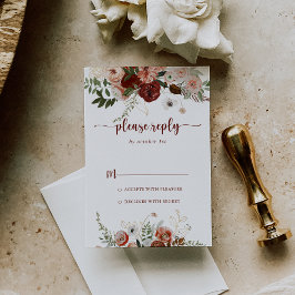 Gold Rustic Colorful Floral Calligraphy RSVP