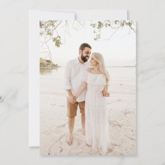 Gold Rustic Elegant Calligraphy Photo Wedding Kaart (Achterkant)